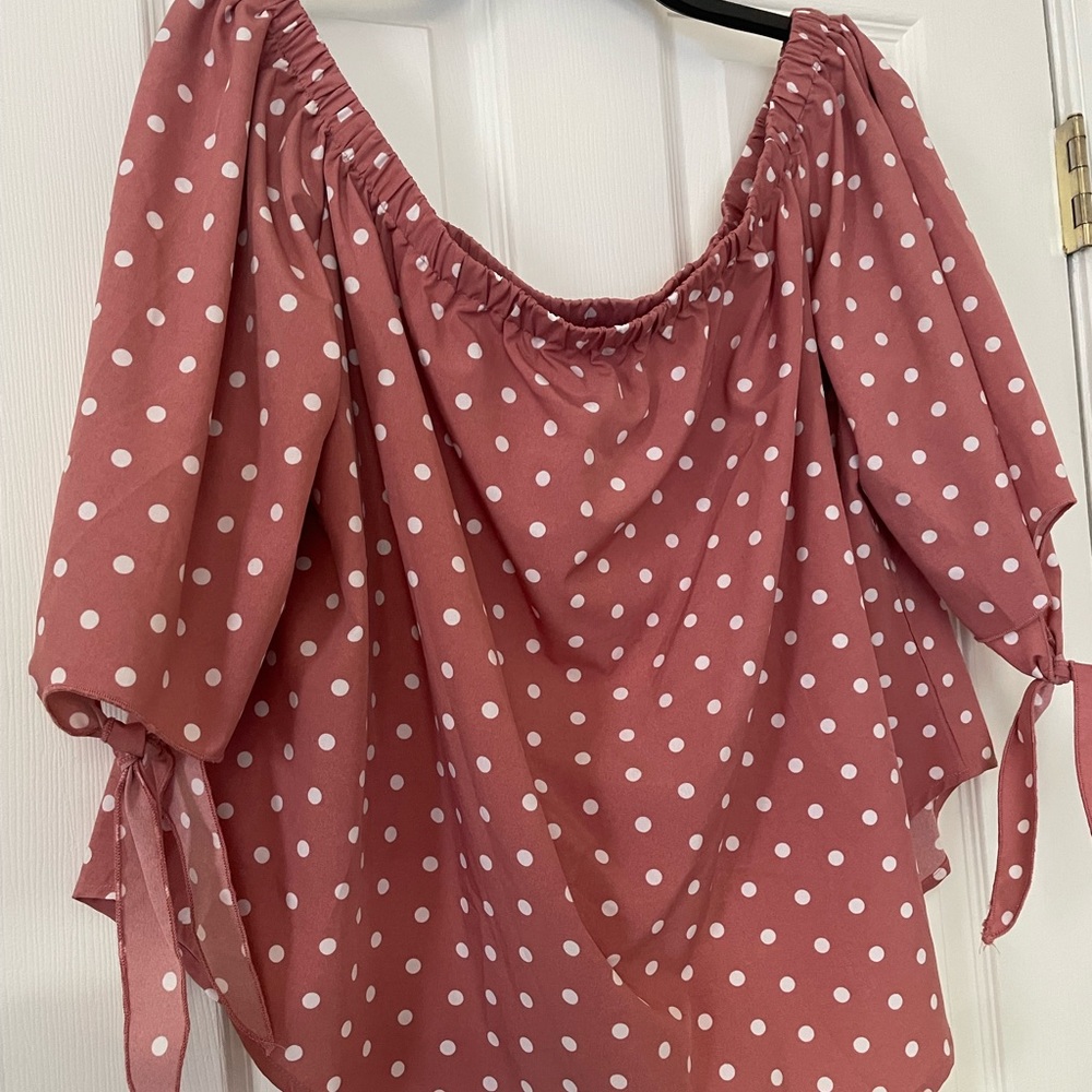Zaful Pink Polka Dot Blouse